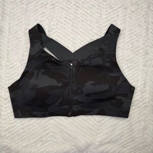 Lululemon Enlite Front Zip Sports Bra 36C Black Camo High Support